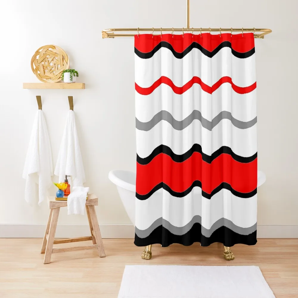 

red black white silver grey wavy striped pattern Shower Curtain Accessories For Shower And Services Shower For Bathroom Curtain