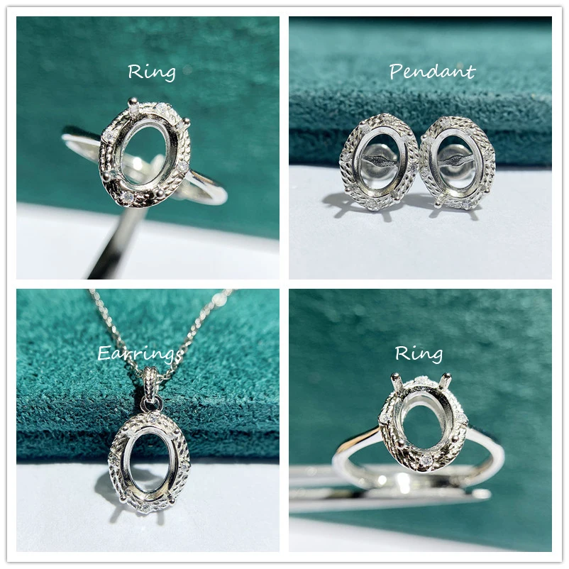 MeiBaPJ 6mm*8mm 925 Silver Fashion Jewelry Set Holder Pendant Earrings Ring 3-pieces Suit Fine Wedding Jewelry for Women