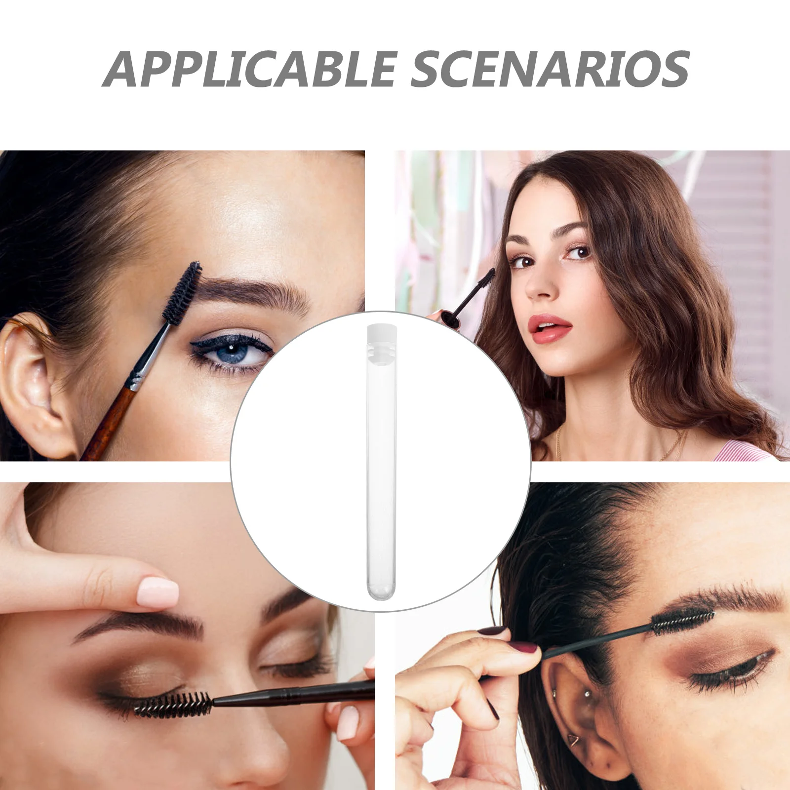 Estojo portátil para escova de cílios, 15 peças, organizador de maquiagem transparente, tubos vazios para varinhas e escovas de rímel, armazenamento de viagem