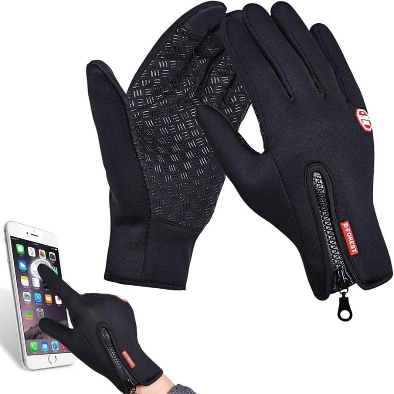 Winterhandschuhe für Herren, wasserdicht, winddicht, kalte Handschuhe, Snowboard, Motorrad, Reiten, Fahren, warm, Touchscreen, Reißverschluss-Handschuh
