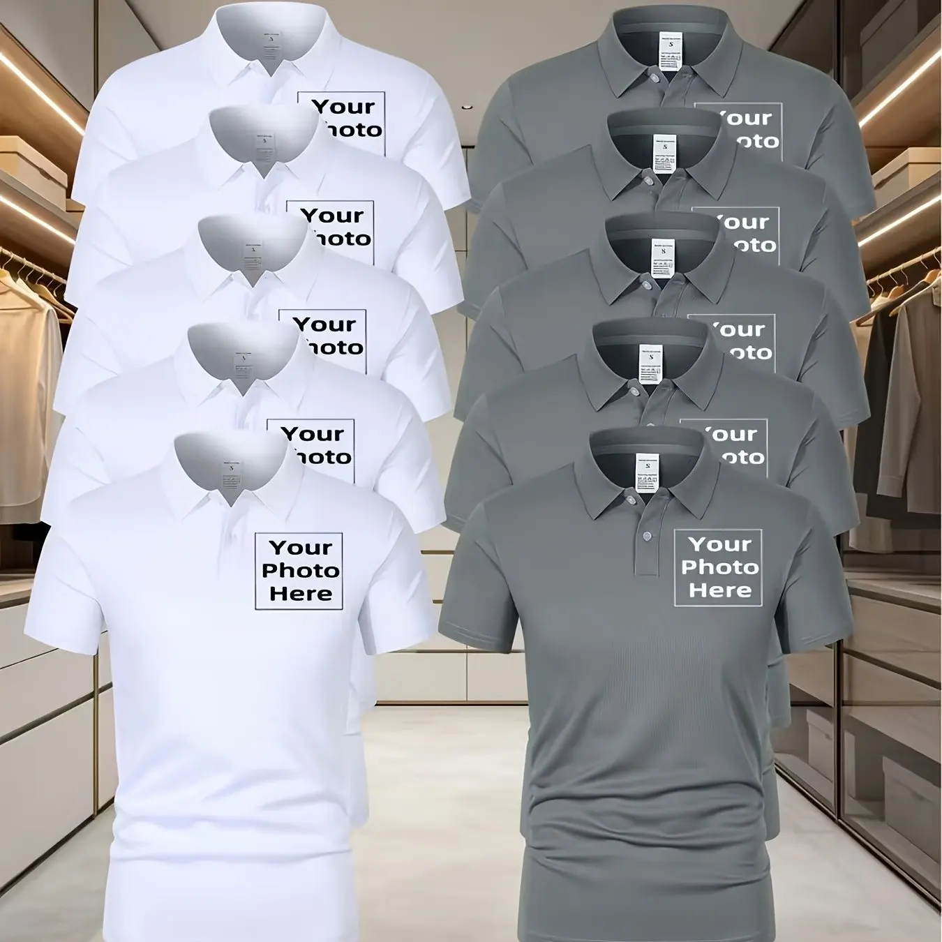 Men's Custom Breathable Polo Shirts [10 Pack] Personalized with Any Design Logo Text Or Photo - Bulk Order
