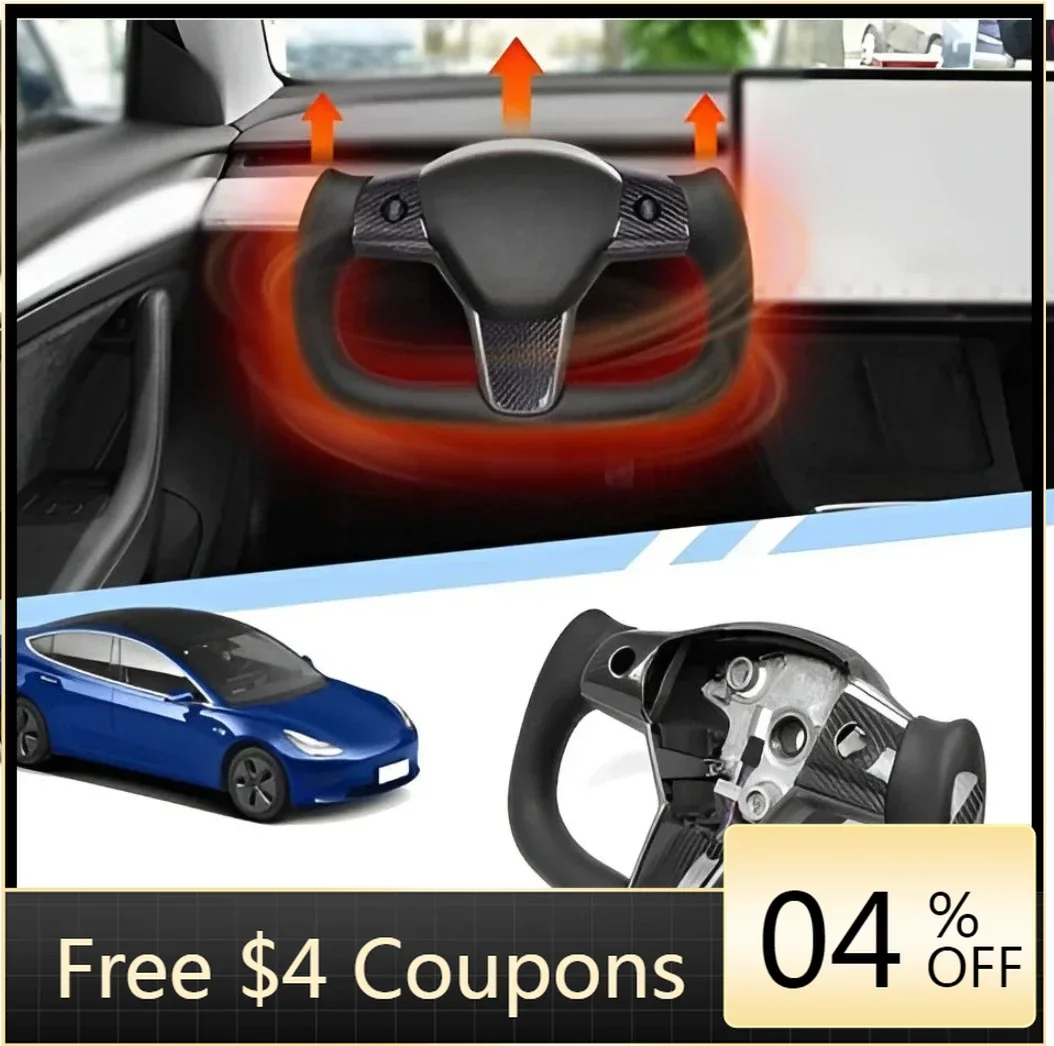 

BR High-Quality Manufactured Leather Carbon Fiber Heating Steering Wheel for Model 3