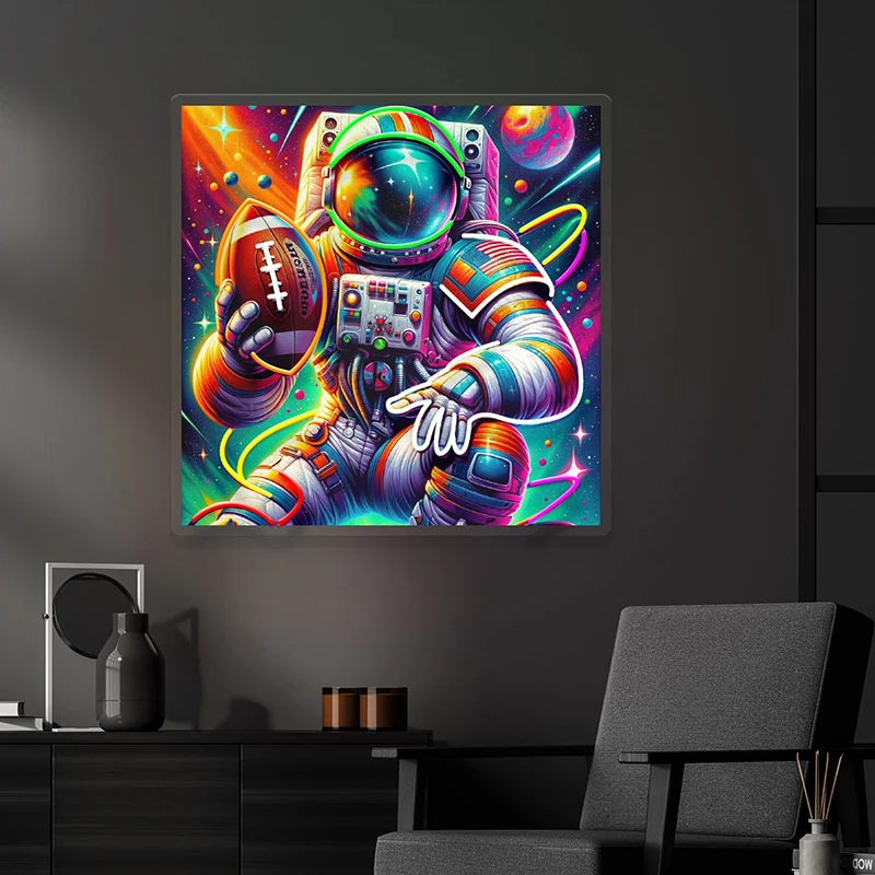 Astronaut Football Neon Sign Custom Living Room Bedroom Decoration UV Printing Led Neon Light Home Wall Art Decor Neon Signs