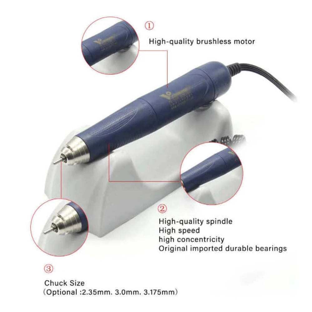 1 set Dental Laboratory QZ60 Strong Drill Micromotor with Q9 Brushless Handpiece for Denture Polish Grinder Manicure Tool