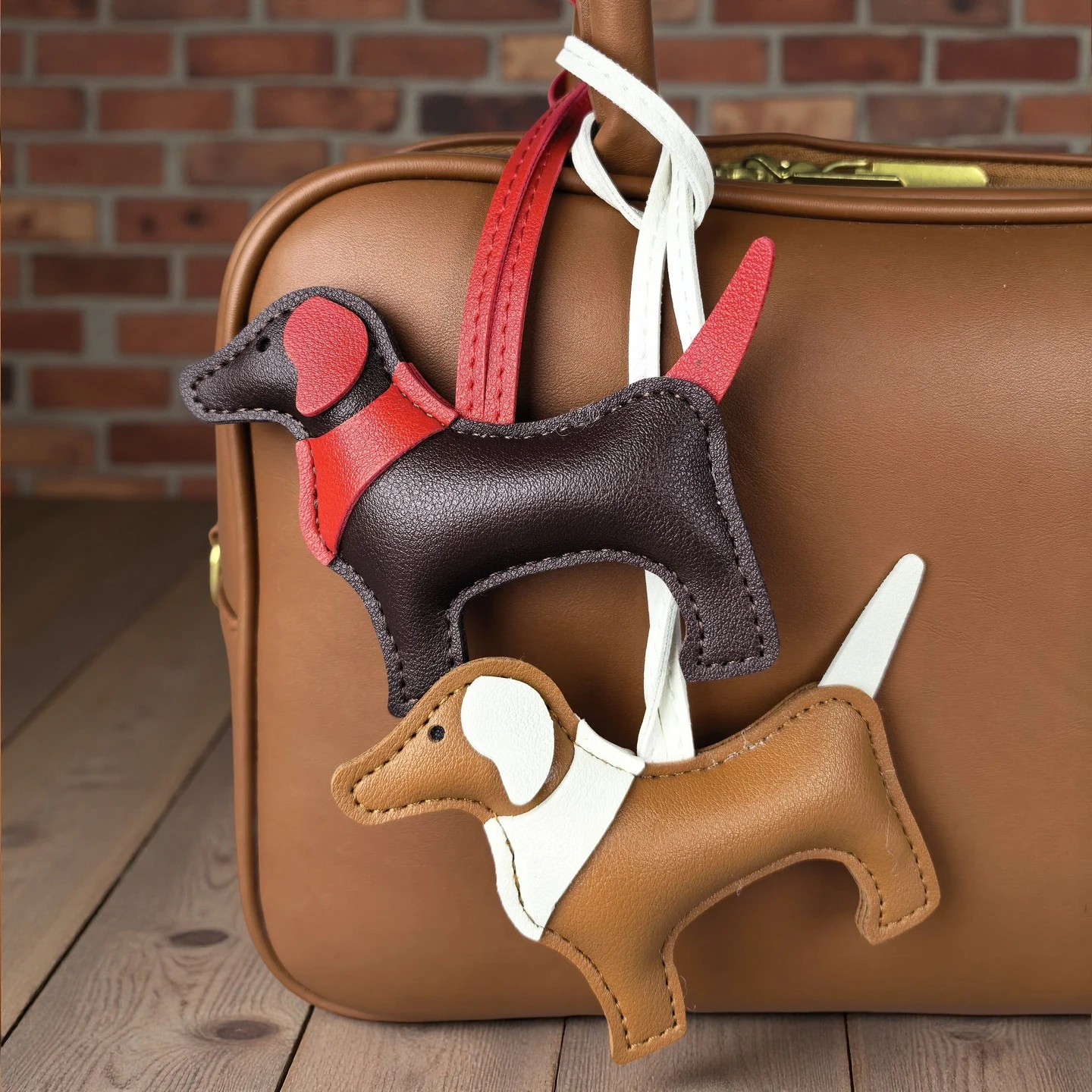 Handmade Premium PU Leather Dachshund Bag Charm – Stuffed & Structured, Classic Color, Elegant Finish