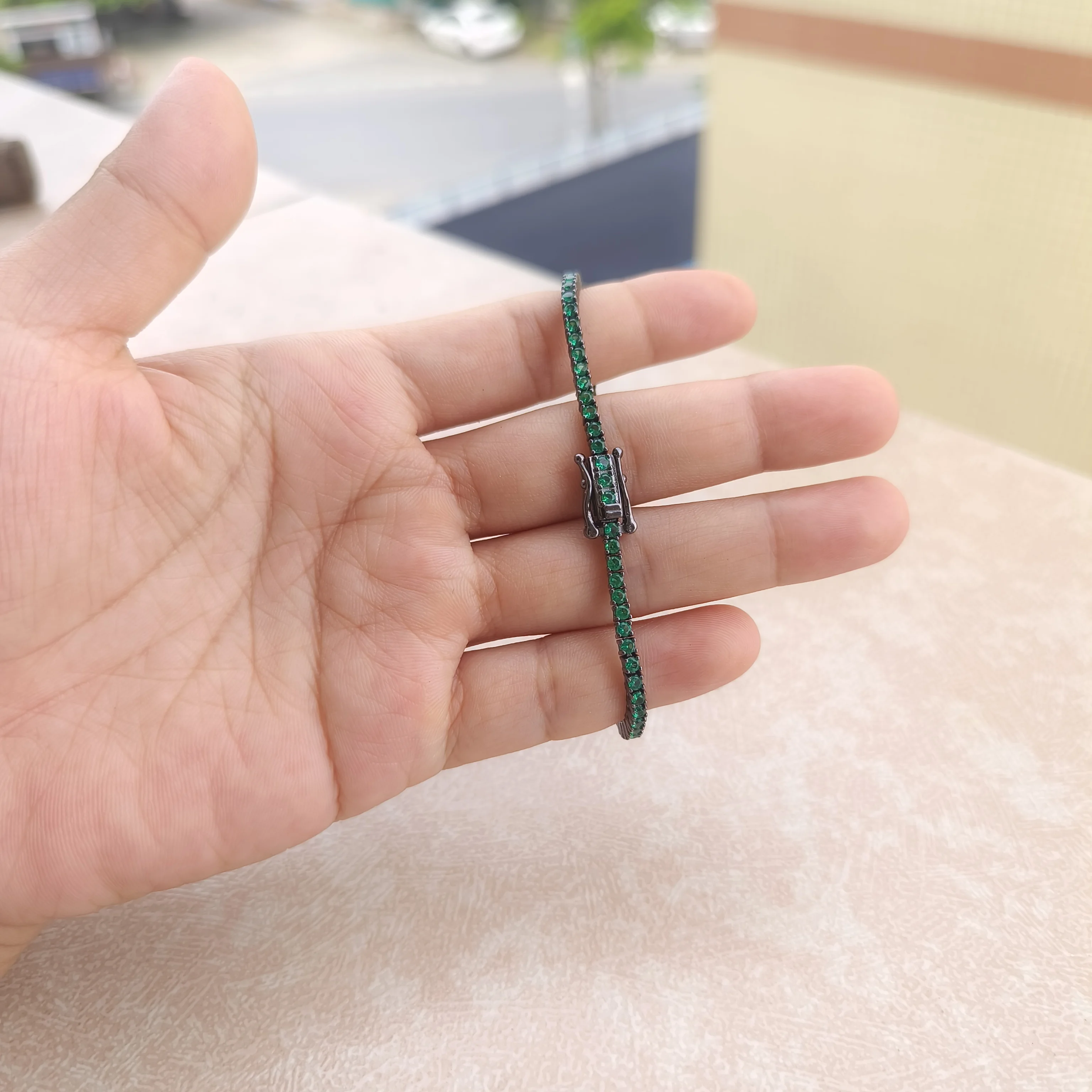 EUREKA 2 مللي متر 3 مللي متر 925 فضة سوار الزمرد رومانسية الزفاف رجل امرأة غرامة المجوهرات بالجملة #5