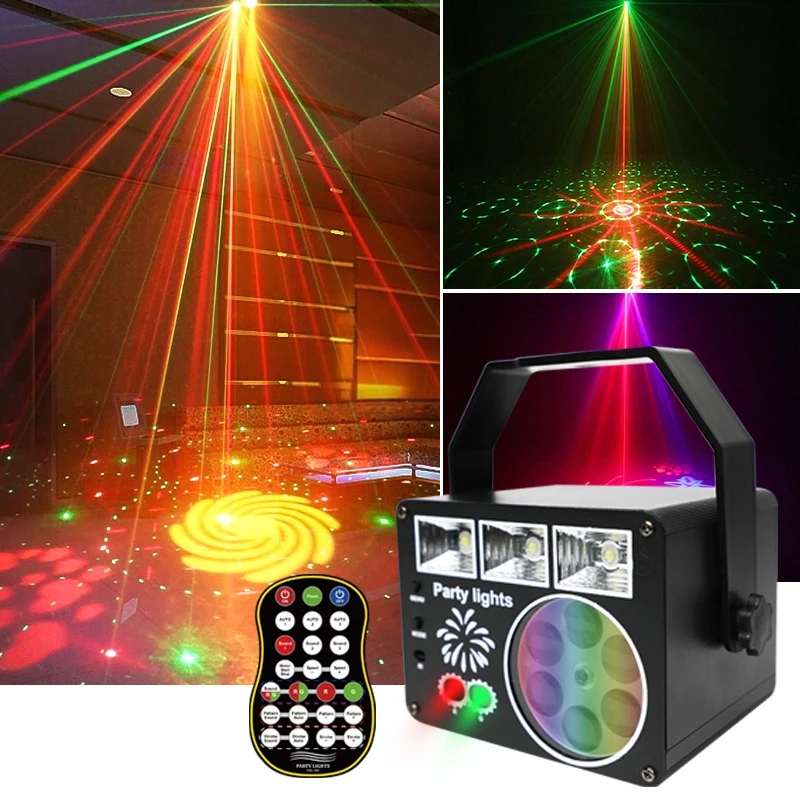 Wuzstar 3 in 1 RG Laser Projector Plug In Powered Auto Rotate Pattern Lamp For KTV Pub Nightclub Home Party Show
