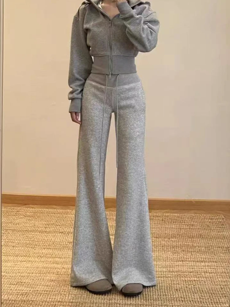 

Расклешенные широкие брюки с высокой талией, женские осенние корейские универсальные спортивные штаны Y2K, уличная одежда в стиле Харадзюку, тонкие спортивные брюки для бега