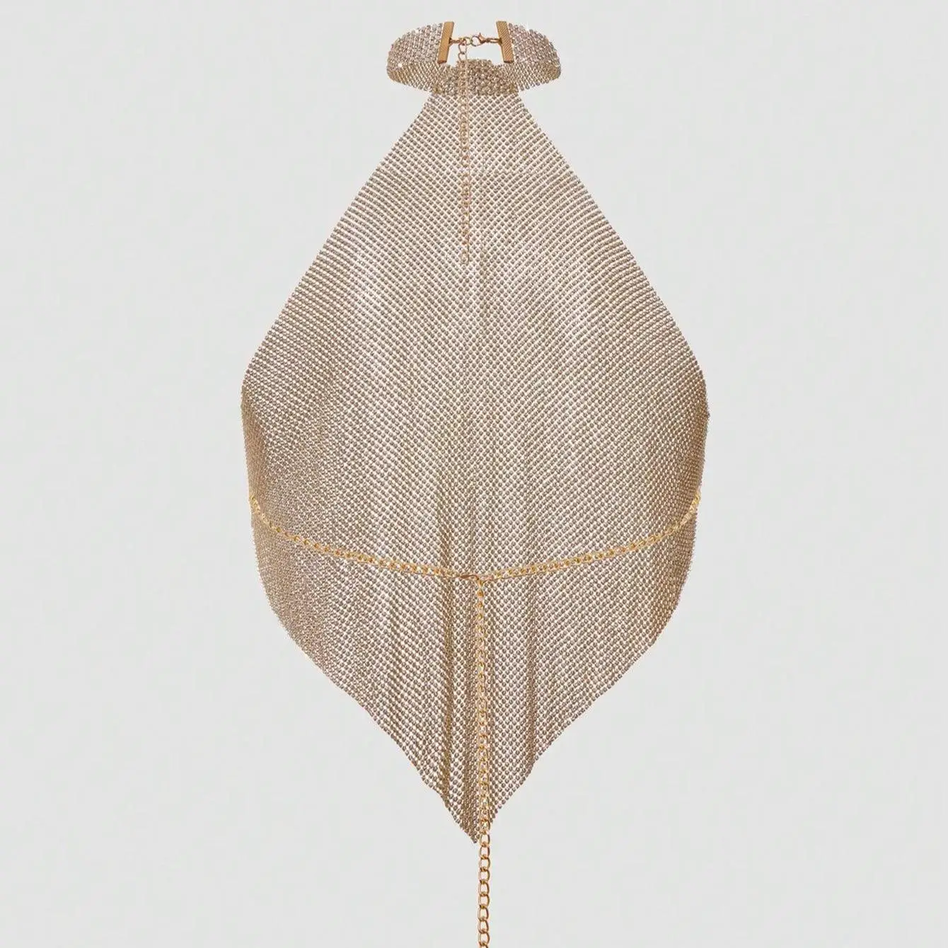 

Сексуальный жилет через плечо с металлическими блестками, женский топ с ромбовидным ремешком Fla, ультраотра-жилет трапециевидной формы с 3D эффектом для парной одежды