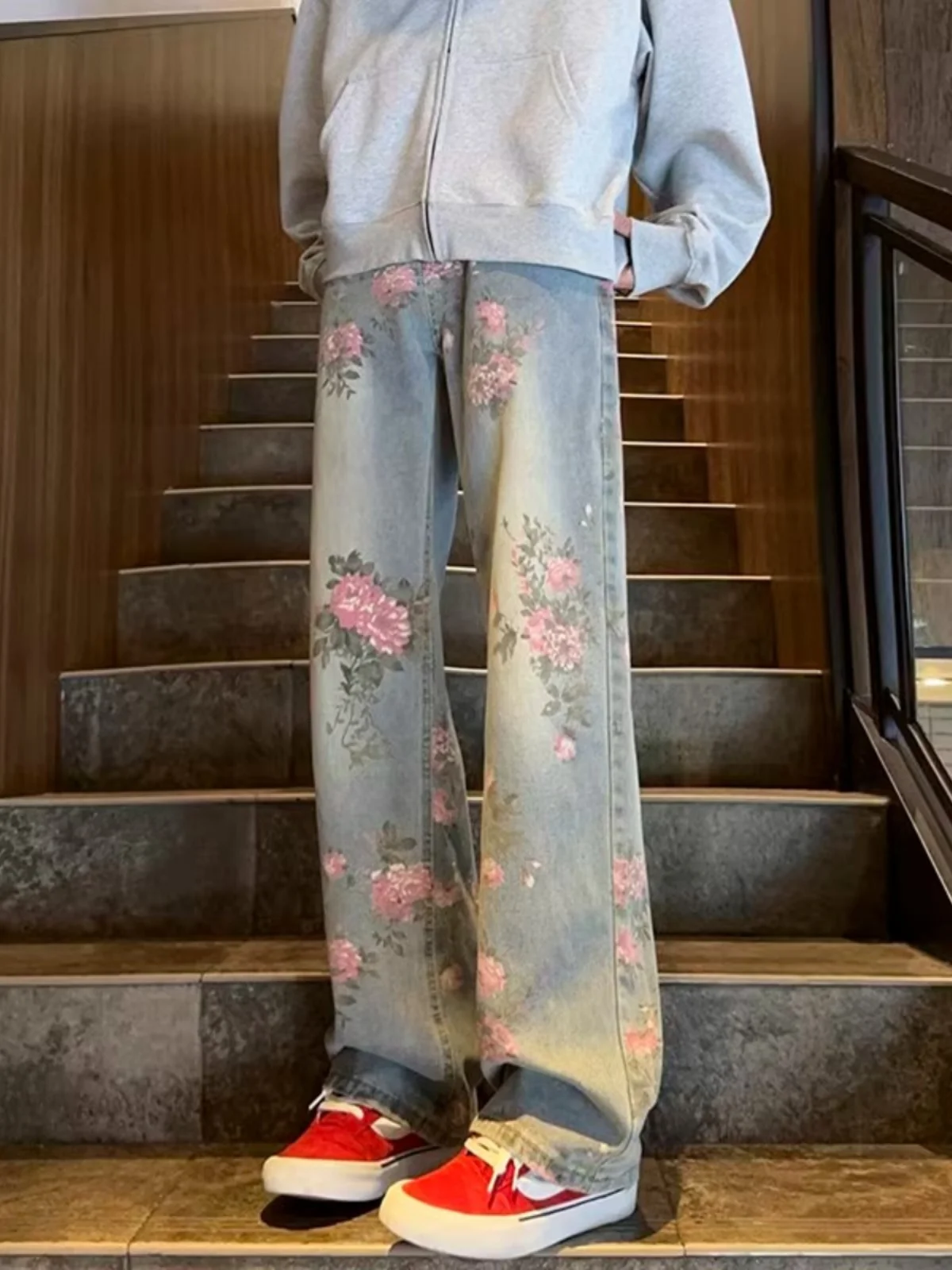 

Мужские джинсы Cleanfit в американском уличном стиле, модные, прямые, свободные, широкие, для весны и осени, повседневные, свободного кроя