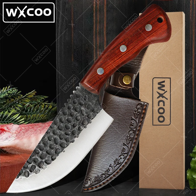WXCOO-cuchillo de Chef forjado a mano, cuchillos de corte profesionales para abate, cortador de carne, rebanador de frutas y verduras, cuchillos de cocina