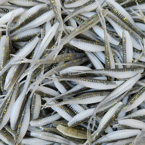 MUKUN 10 Uds. Señuelos blandos de pesca cebos de plástico 5cm/6cm/7cm cola de paleta bifurcada realista Swimbaits de pesca para aparejos de agua dulce