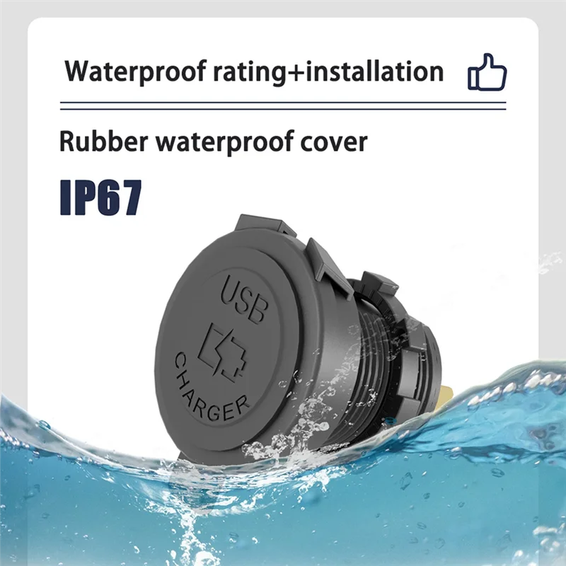 

QC3.0 Fast Charging USB-A Type-C Socket Car USB C Power Supply Car Ship Motorcycle Waterproof Charging Adapter Socket