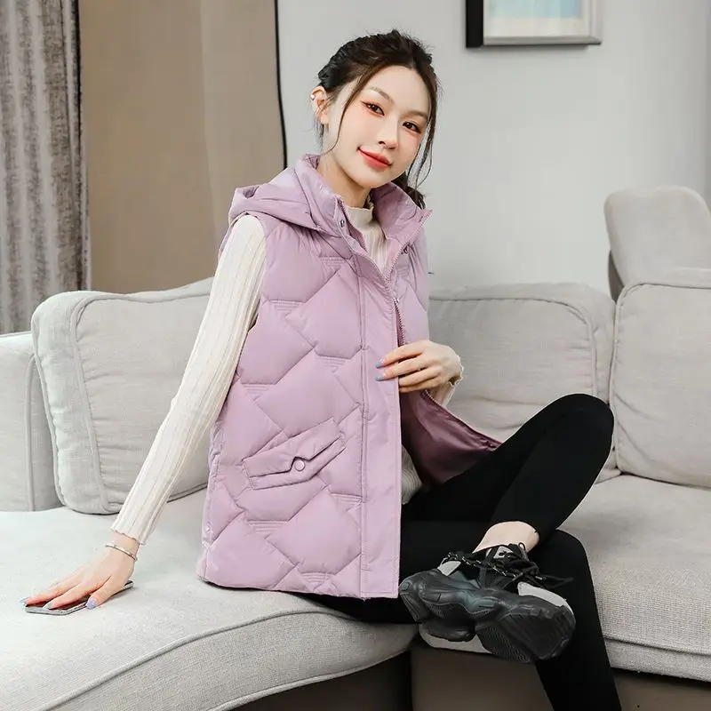 Chaleco de algodón de invierno para mujer, chaqueta informal elegante con forro de piel sintética gruesa para niñas, estudiantes universitarios, sin plumón Real