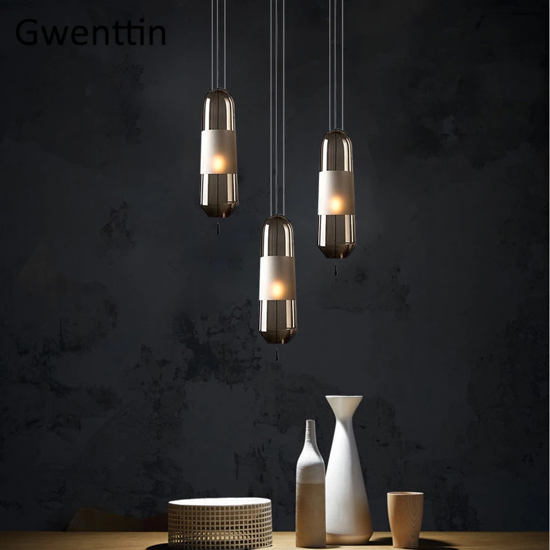 Modern Glass Pendant Lights Hanging Lamp for Dining Room Bedroom Led Light Fixtures Nordic Loft Industrial Home Decor Luminarias