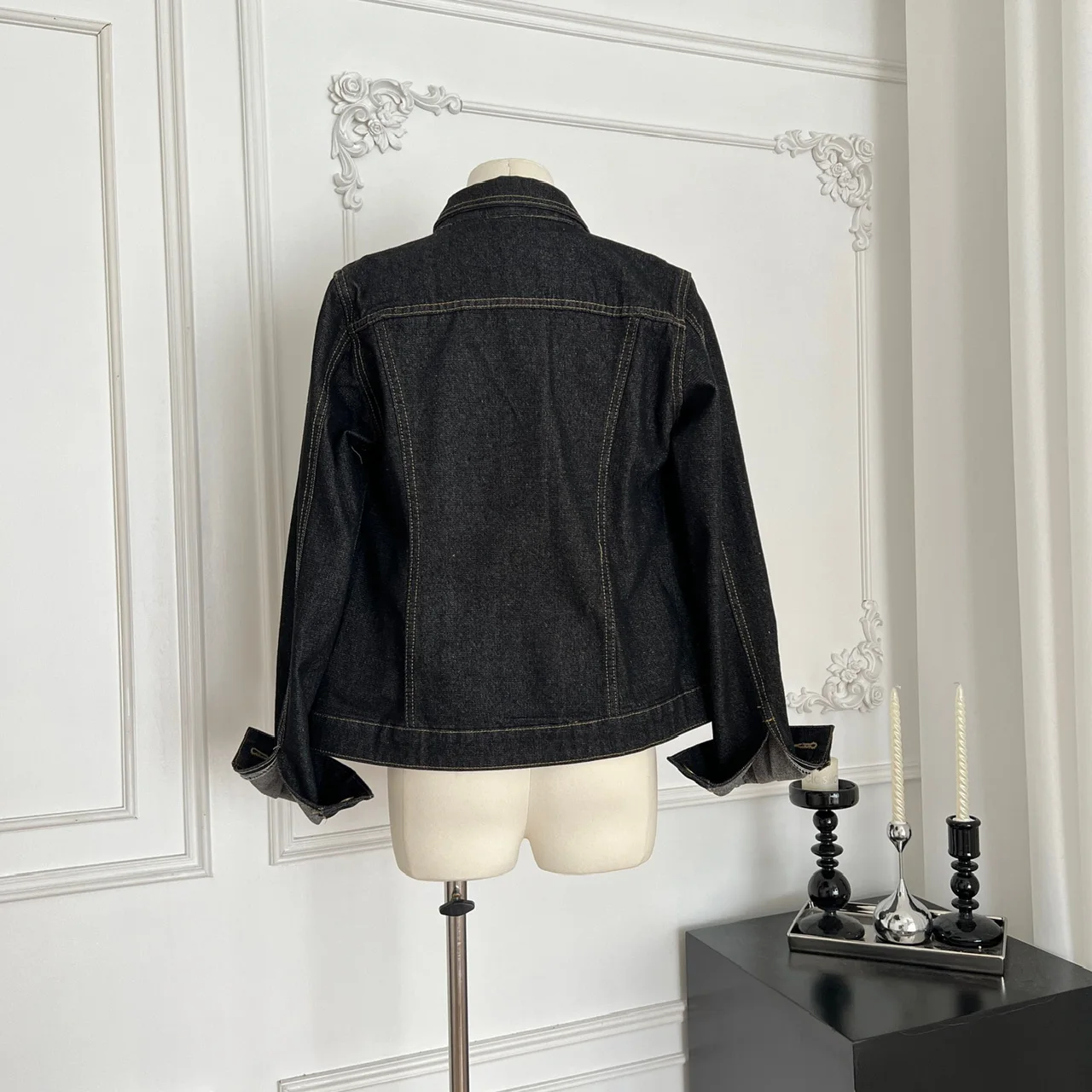 Retro Slim Fit Soft Denim Jaet Women's Loose Sle ort Coat Bla Loose Slimming Jaet Top for Autumn 2025