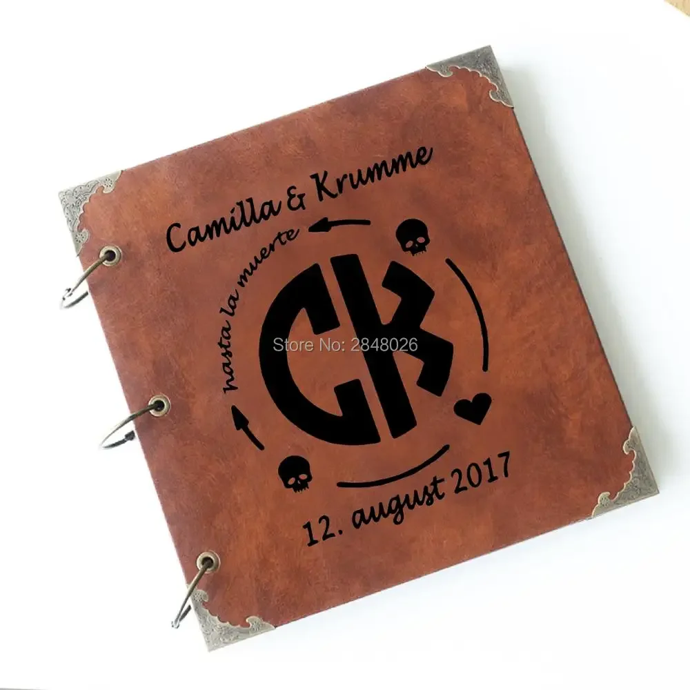 Monogram sugar love wedding guestbook,Custom leather Wedding guest book, personalized sign in album