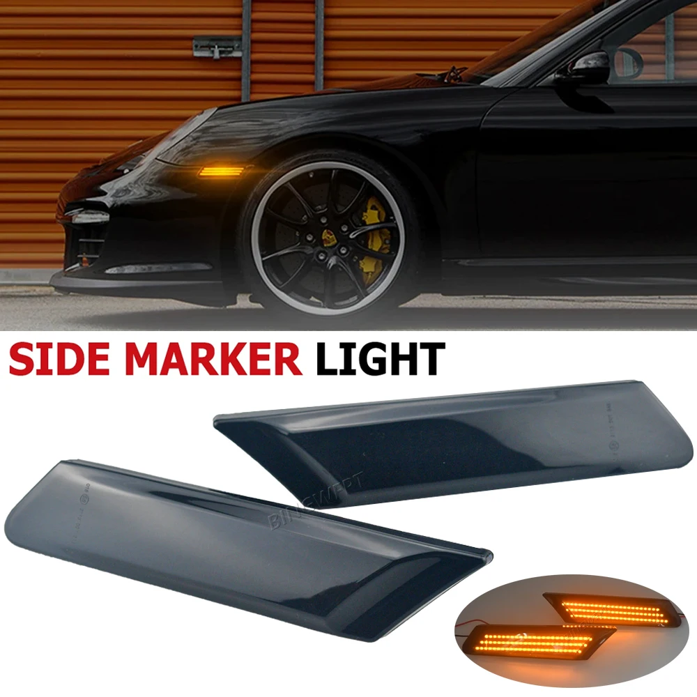 2PCS LED Side Marker Light Turn Signal Lamps Amber Color For Porsche 997 (911) GT2 / GT2 RS GT3 / GT3 RS 2006-2013