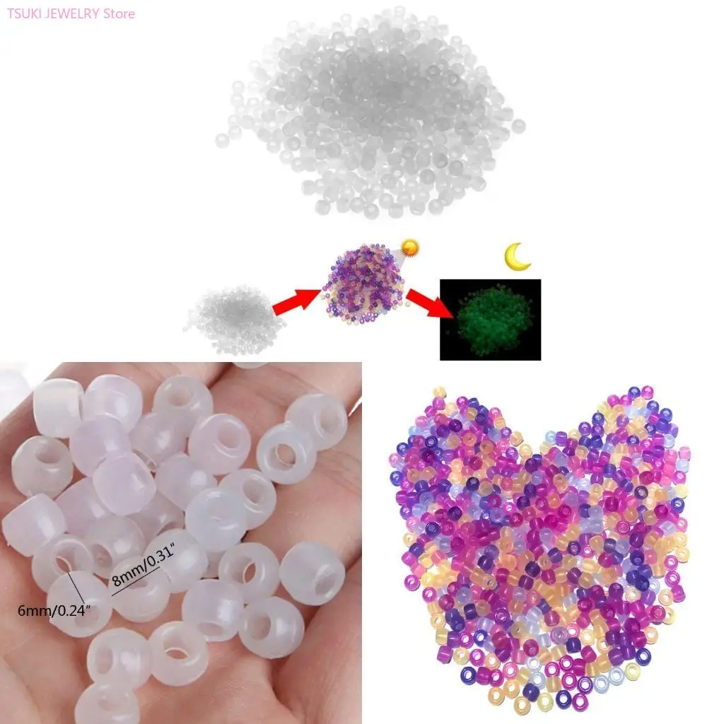 

62KE светящиеся бусины, меняющие цвет, акриловые бусины для браслета «сделай сам», светящиеся в темноте для бусин «пони», для с