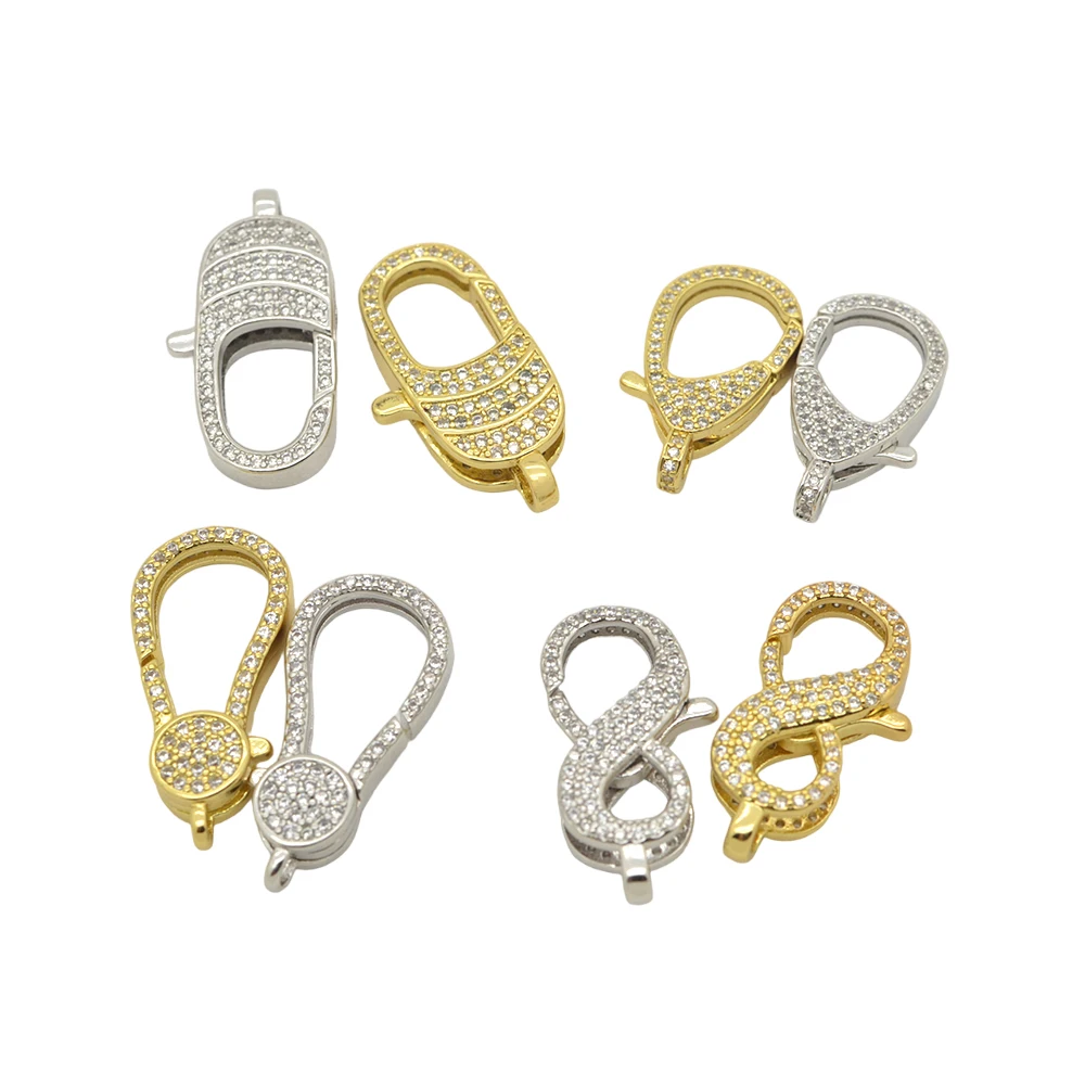 

Keychain Lobster Clasp for DIY Jewelry Accessories Necklace Bracelet Chain Making Supplies Pave Zircon Brass Connector Wholesale