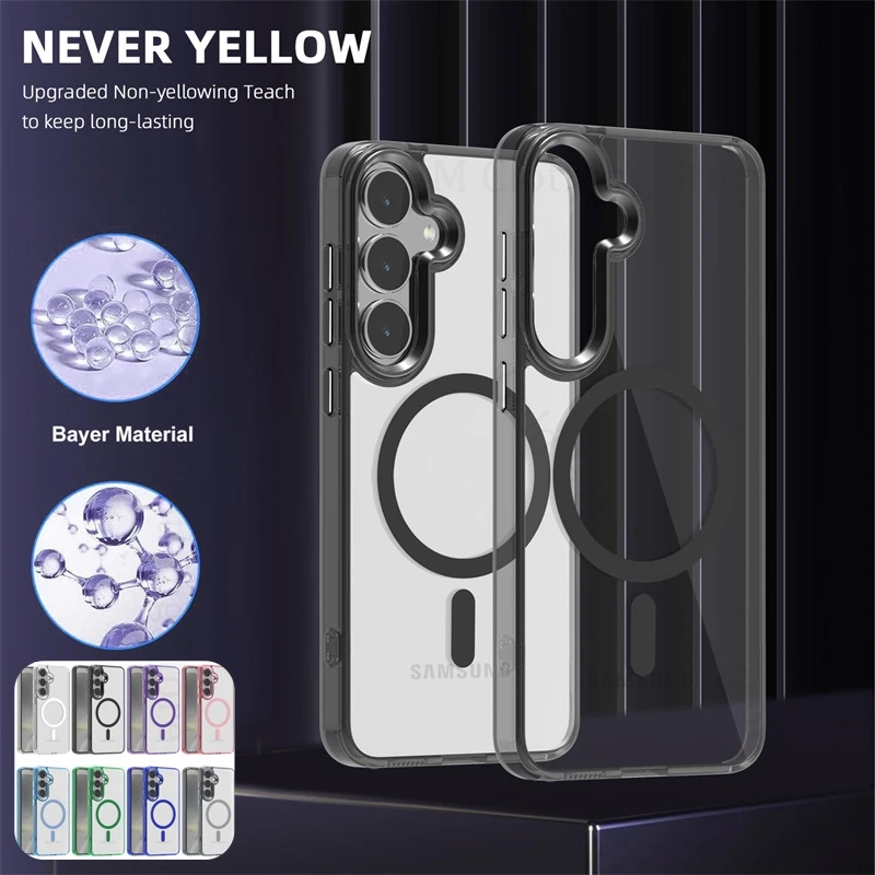 

For Magsafe Transparent Candy Case For Samsung S25 Edge S24 Ultra 5G Magnetic Magsafing Back Cover For Galaxy S25 Ultra S24 Plus