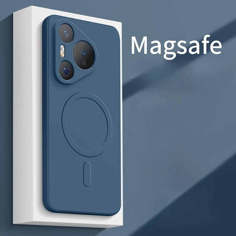 حافظة هاتف من السيليكون السائل رفيعة للغاية لهاتف هواوي بورا 80 برو + غطاء شحن لاسلكي Ultra Magsafe لهاتف Pura80 80Pro 80Ultra