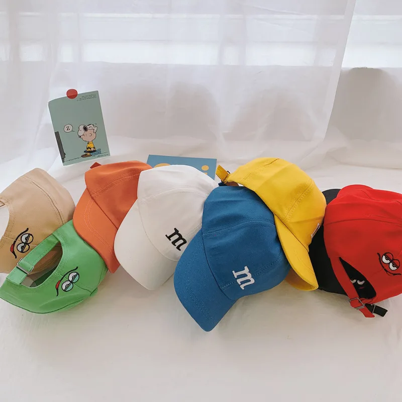 Kids Baseball Cap Children\'s Hat for Lovely Baby Cotton Breathable Kids Hats Girl Boy Caps M Letter Embroidered Hat for Boy