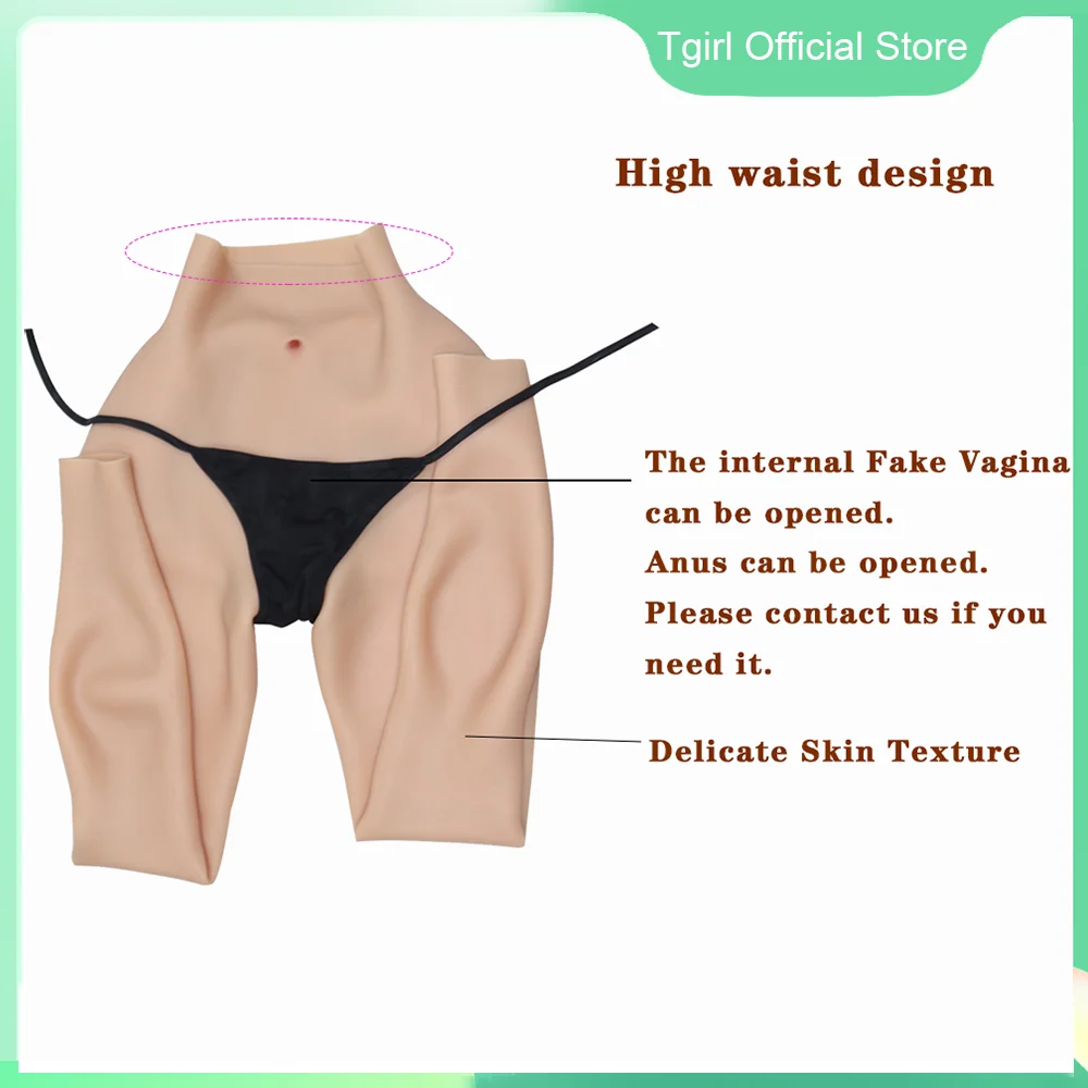 Tgirl Fake Vagina Panties for Men Fake Ass Thickened Hip Cosplay Women with Vagina Tube for Transgender Crossdresser Dragqueen