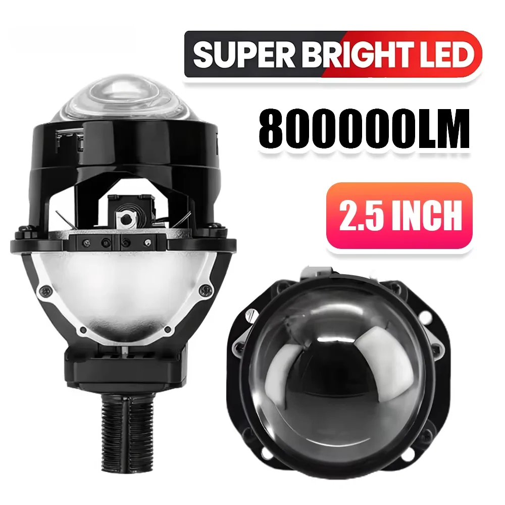 2.5 Inch Bi Led Projector Lenses LED Fog Light Bulb Headlight Hi/Low Beam Headlamp 800000LM Auto Fog Lamps Light for Car