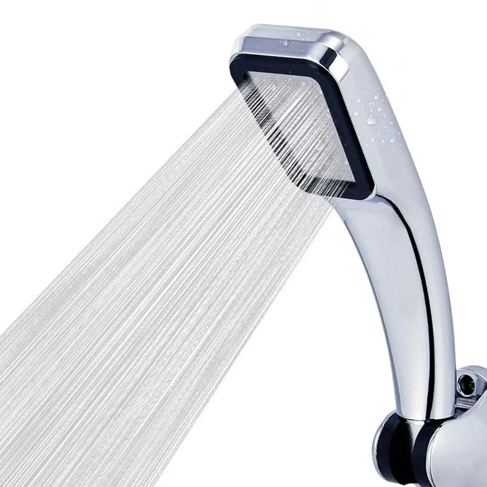 Silver Handheld Shower Head, Alta Pressão, Water Saving Showerhead, Rainfall Bathroom, Banho Bico Filtro, 300 Buracos, 1Pc