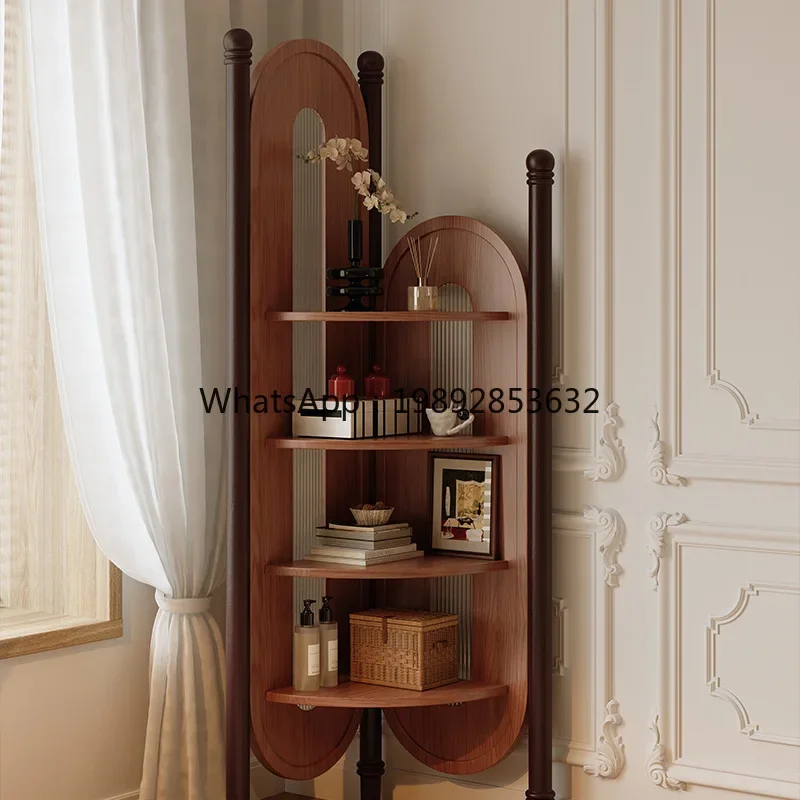 LYY Corner Cabinet Living Room Corner Wall-Mounted Storage Vintage Style Solid Wood Retro Home Side Cabinet