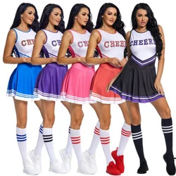 Cheerleader Costume High School Competition Letter Print Dance Uniform Pompoms Sock Cosplay Party Dress Carnival Halloween