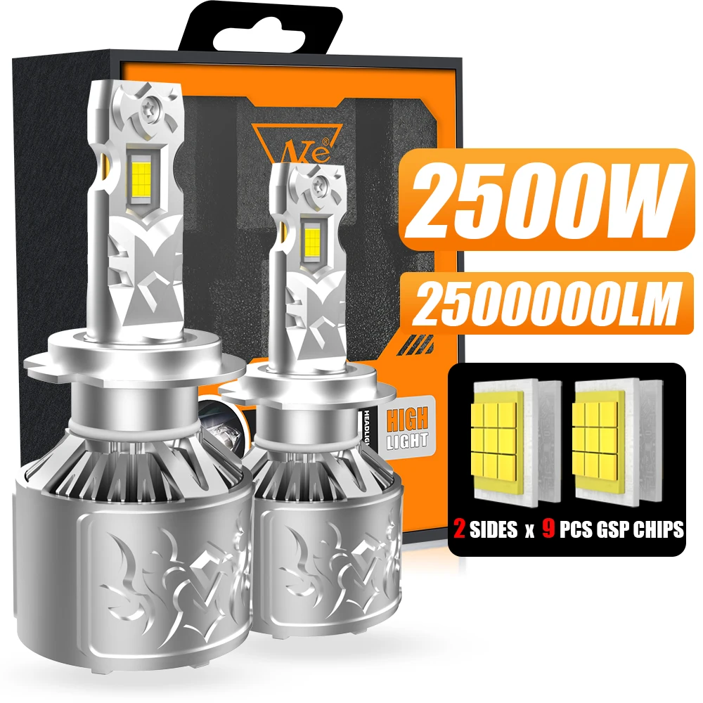 

H7 LED Headlight 2500000LM 2500W Car Light Bulbs LED H11 Headlight Canbus H1 H8 H9 9005 HB3 9006 HB4 Car Turbo Light 6500K 12V
