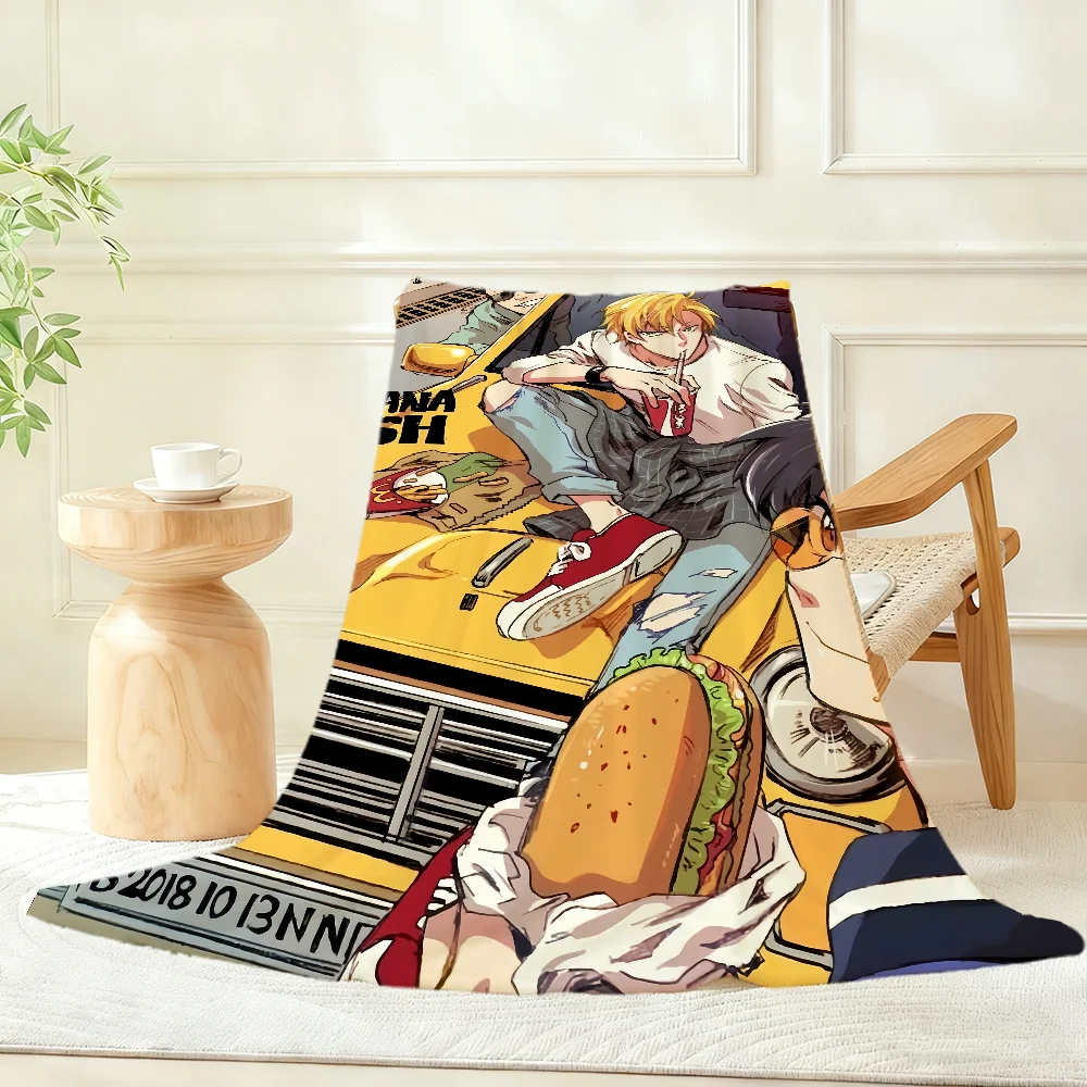 Classic Anime B-Banana-A Fish Blanket Throw Super Cosy Plush Living Room Sofa Couch Childish Birthday Gifts