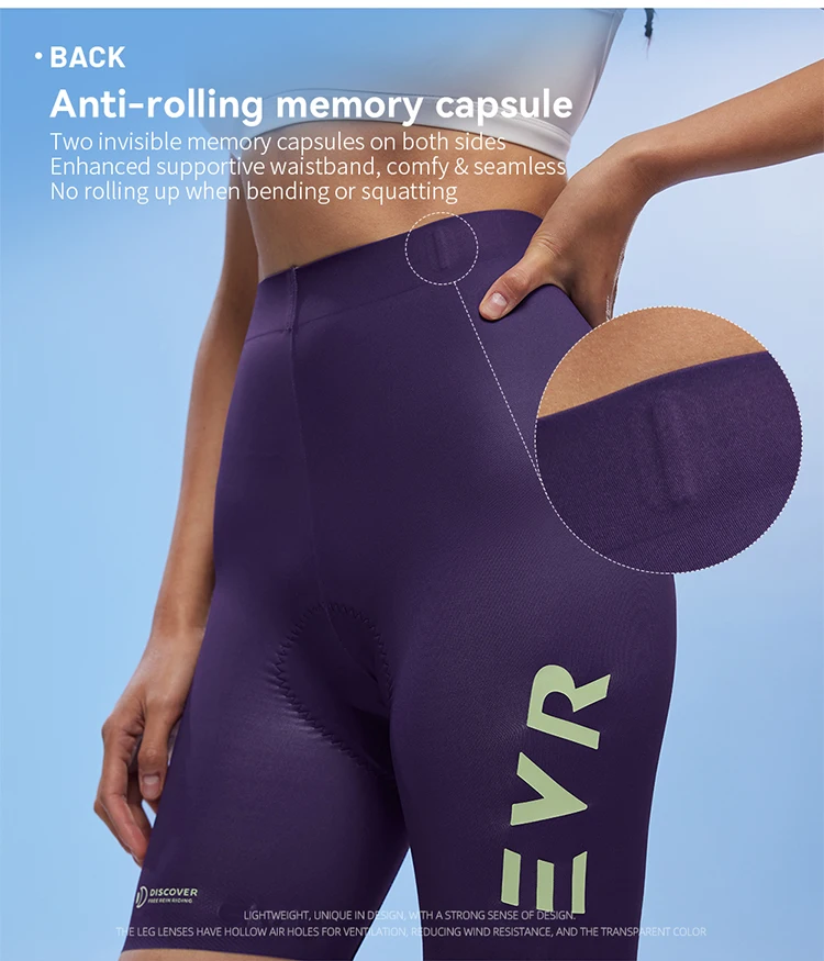 EVR Damen-Radhose mit hoher Taille, Sommer-Radhose, Double Arrow, stoßdämpfende, gepolsterte Radhose, MTB-Radhose – Detail 9