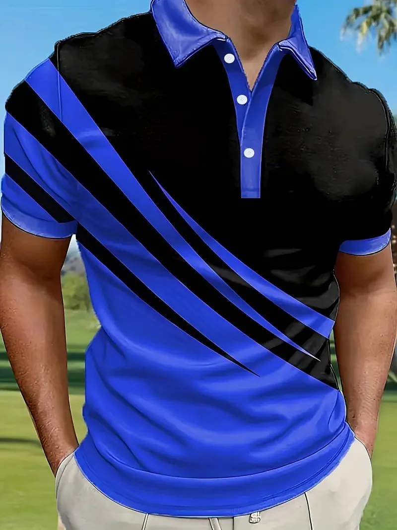 Fashion Striped Trend Men's Polos T-Shirts Summer Short Sleeve 3d Print Street Comfortable POLO Tee 6XL Plus Size Casual Tops - Image 3