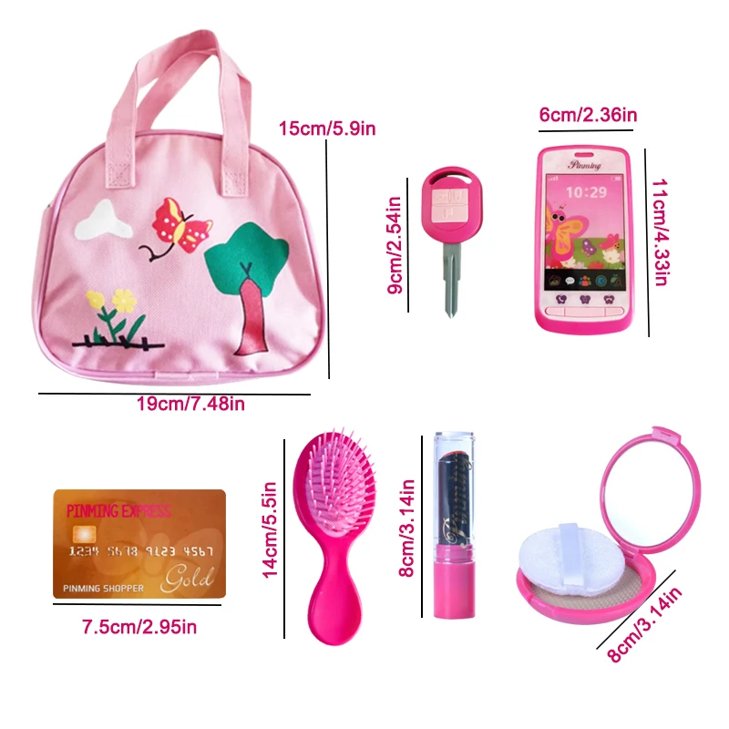 화장품 가방이있는 소녀를위한 메이크업 키트 장난감 메이크업 극장-핸드폰 여행 세트, 네일 뷰티 세트 립스틱 재미있는 게임 장난감