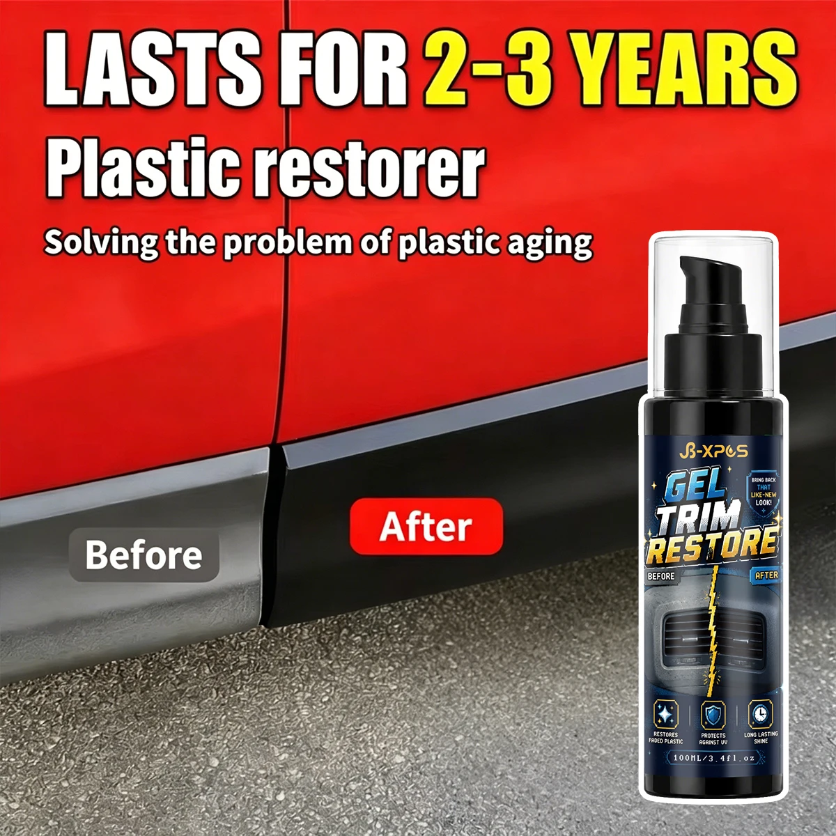 Image of 30ml/100ml Auto-Kunststoff-Renovierungsspray Langanhaltender Schutz Reparatur Aufhellung Schwarz Mehr Glanz Aufhellen Aufarbeitung YT2003