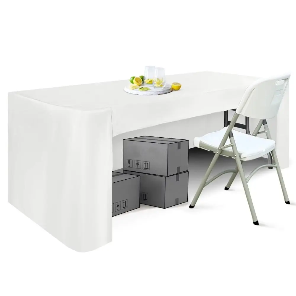 6FT Stretch Tablecloth Spandex Solid Color Table Cover Washable Practical Rectangular Table Skirts Conference Table