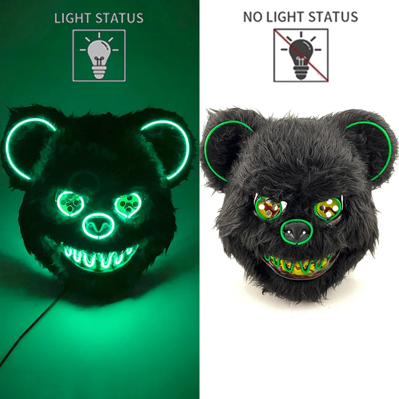 Bloody Plush Black Bear Mask Animal Head Mask Spooky Bear Mask