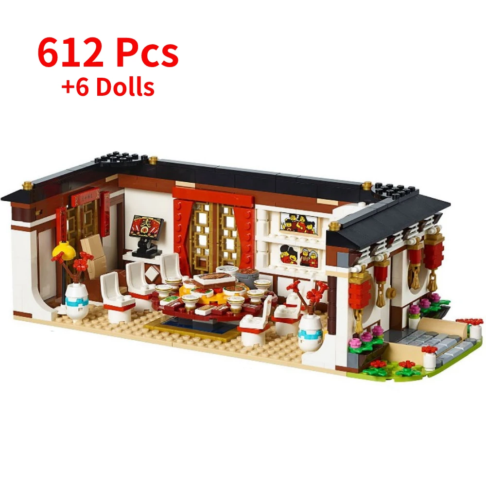 Ideas 80101 Chinese New Year Eve Dinner Building Blocks 2019 Asia Exclusive Bricks Toys For Boys Children Gift Home Decoration