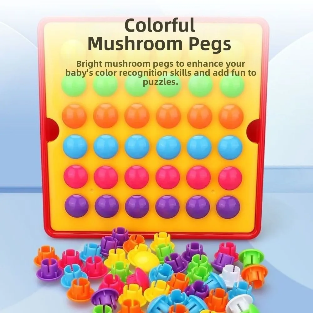 Rompecabezas de uñas con forma de seta y animales de dibujos animados, rompecabezas sensorial Montessori DIY, aprendizaje cognitivo divertido, rompecabezas a juego de colores