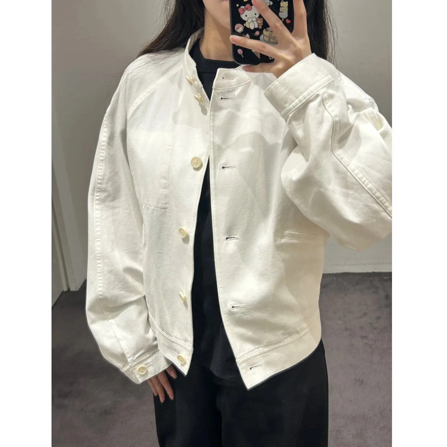 

Loose Cotton Pilot Jaet round Ne Outerwear New Arrival Spring Season Comfortable Women's Faion Commute Sle Long Sve