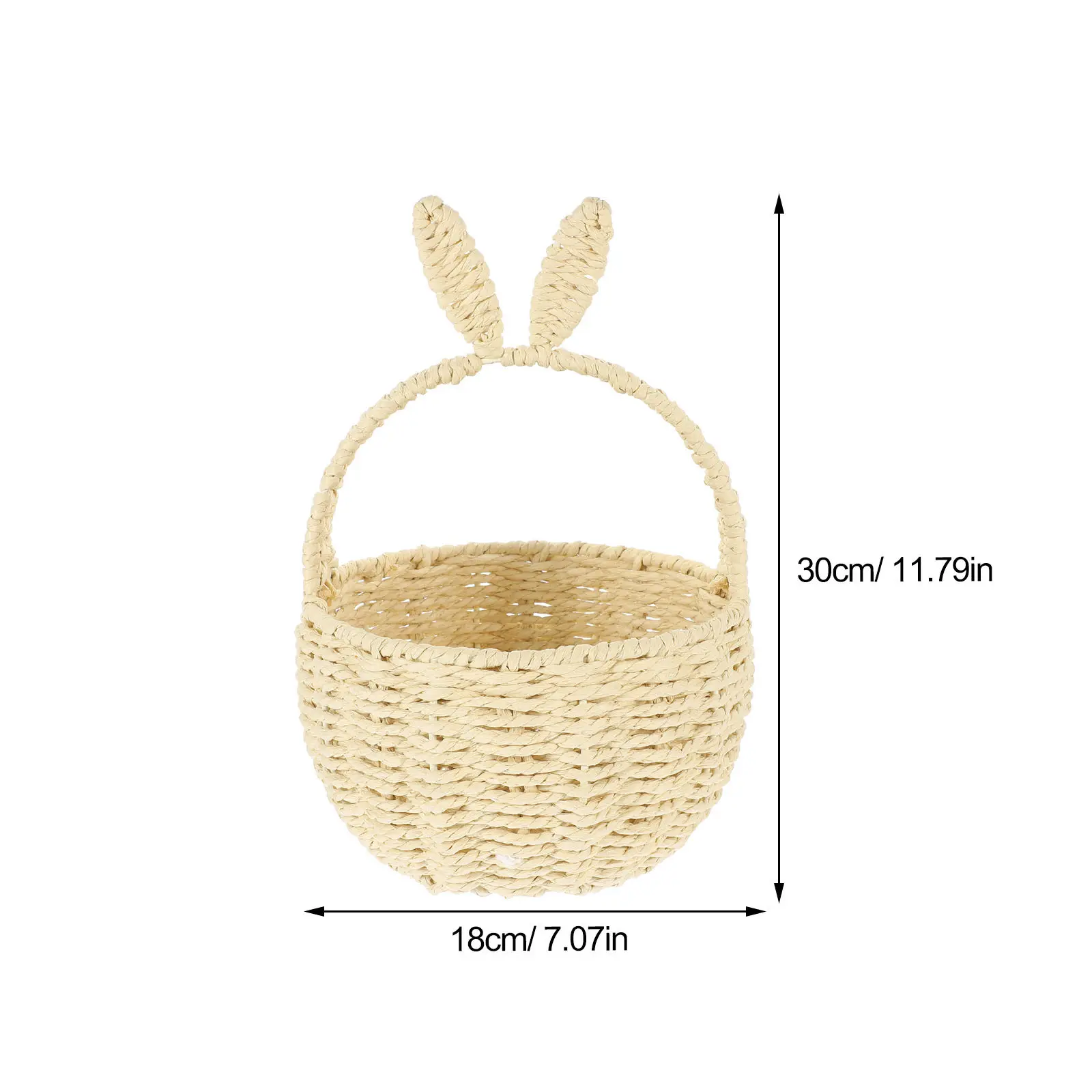 Rabbit Ear Hand Woven Storage Basket Natural Grass Woven Flower Basket for Home Decor Living Room Bedroom Kitchen Shelf view 6
