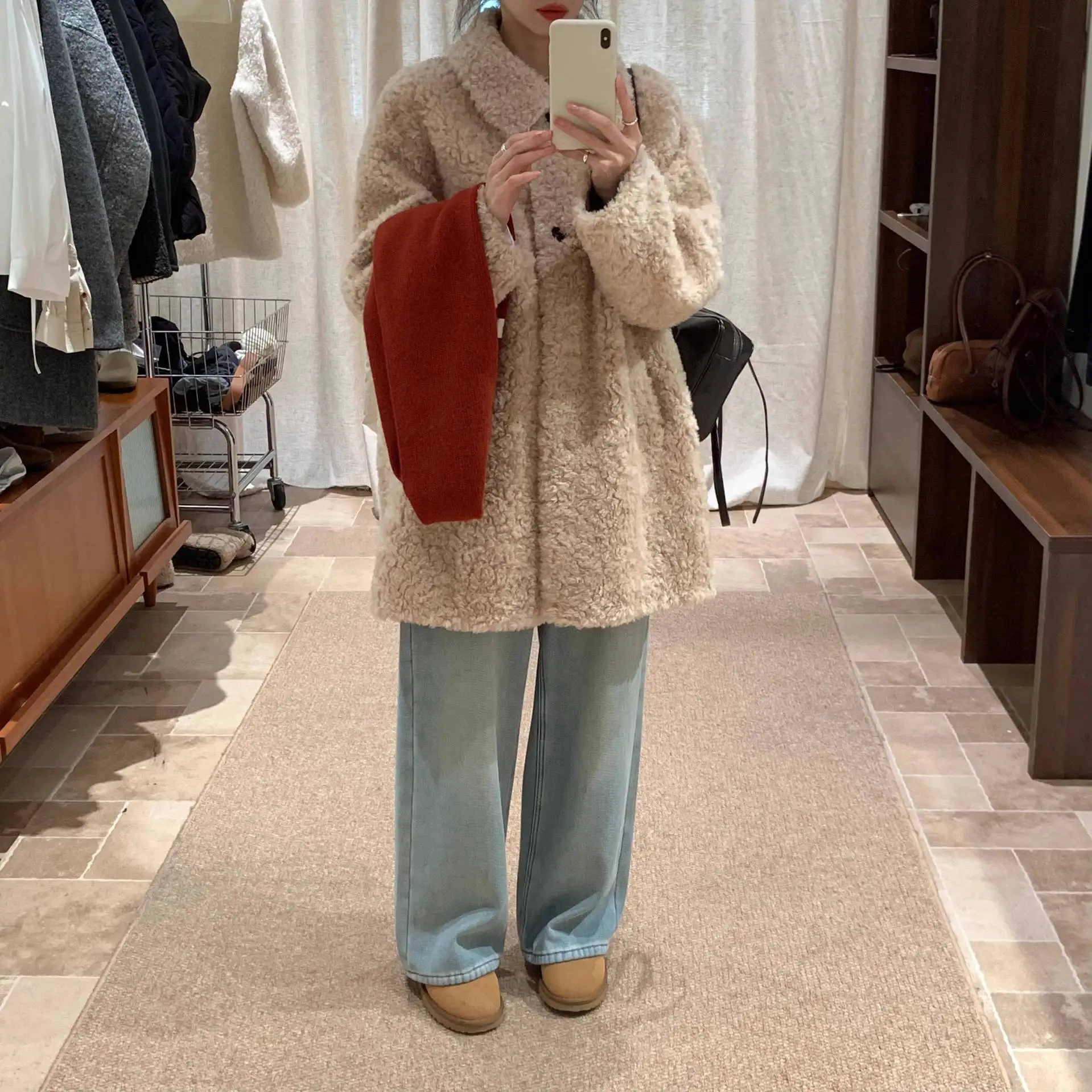 

New 100 Sheep Fur Grass Coat Women's Winter Sheep Shearing Fur Integrated Plush Jacket