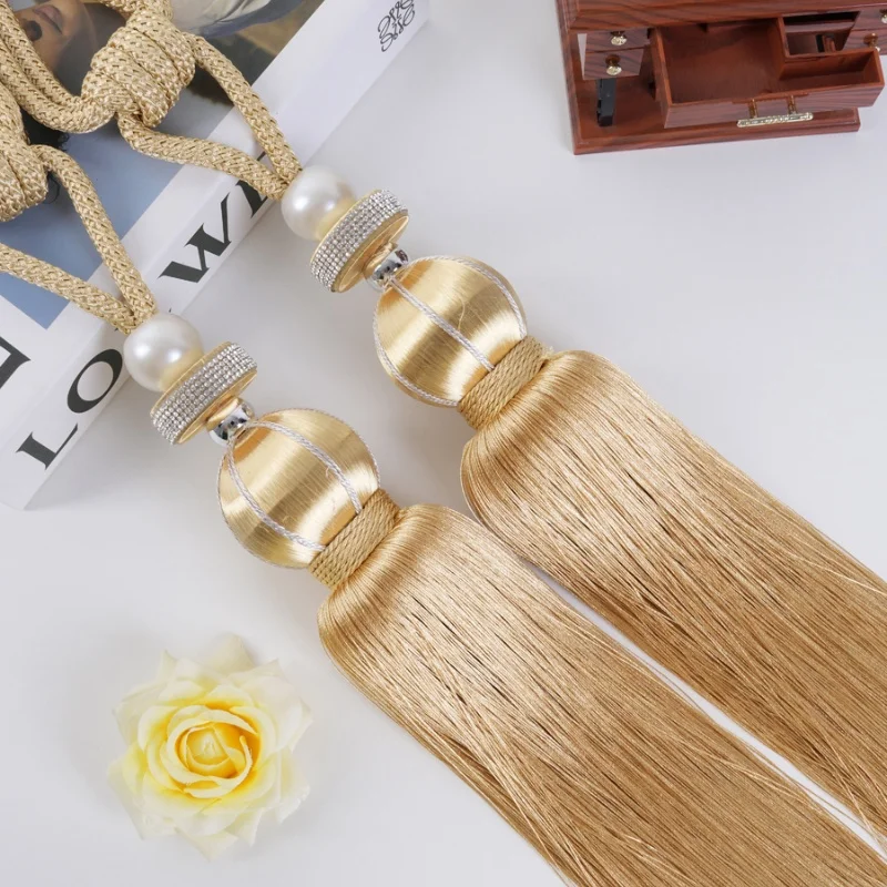 

2 шт., жемчужные бусины, занавеска с кисточкой, ремни для башни, подхваты, подвесные веревки, держатель с пряжкой, аксессуар для штор, галстук сзади, декор