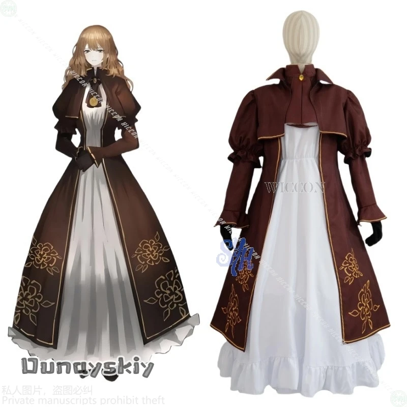 ชุดคอสเพลย์คาทีเรนจากอนิเมะเกมลิมบัส คอมพ์ไน์{BankaiMode} สไตล์วินเทจแบบพระราชวัง สีน้ำตาลหวานแบบโลลิต้า ชุดเดรสสีขาวสำหรับฮาโลวีน