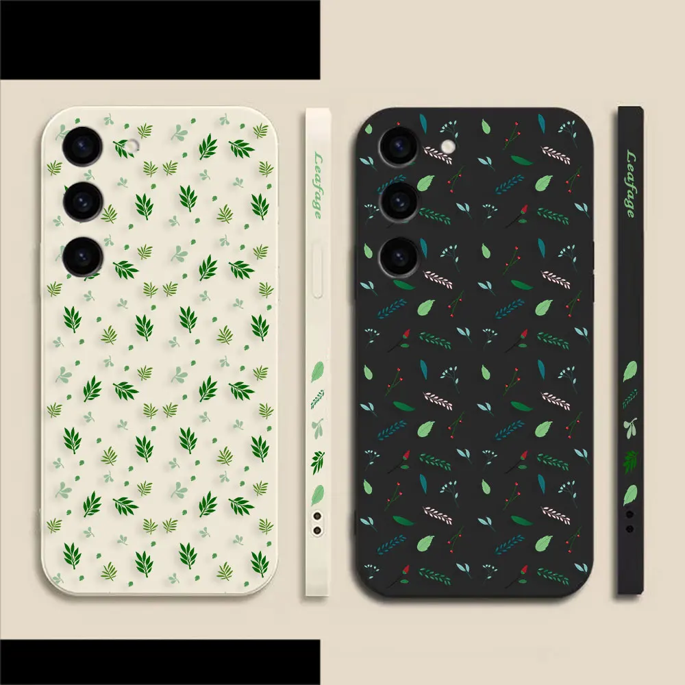 Rainforest Leaf Phone Case For Samsung S23 S22 S21 S20 FE S11 S11E S10 S10E S30 Ultra Plus 4G 5G Colour Liquid Case Fundas Shell