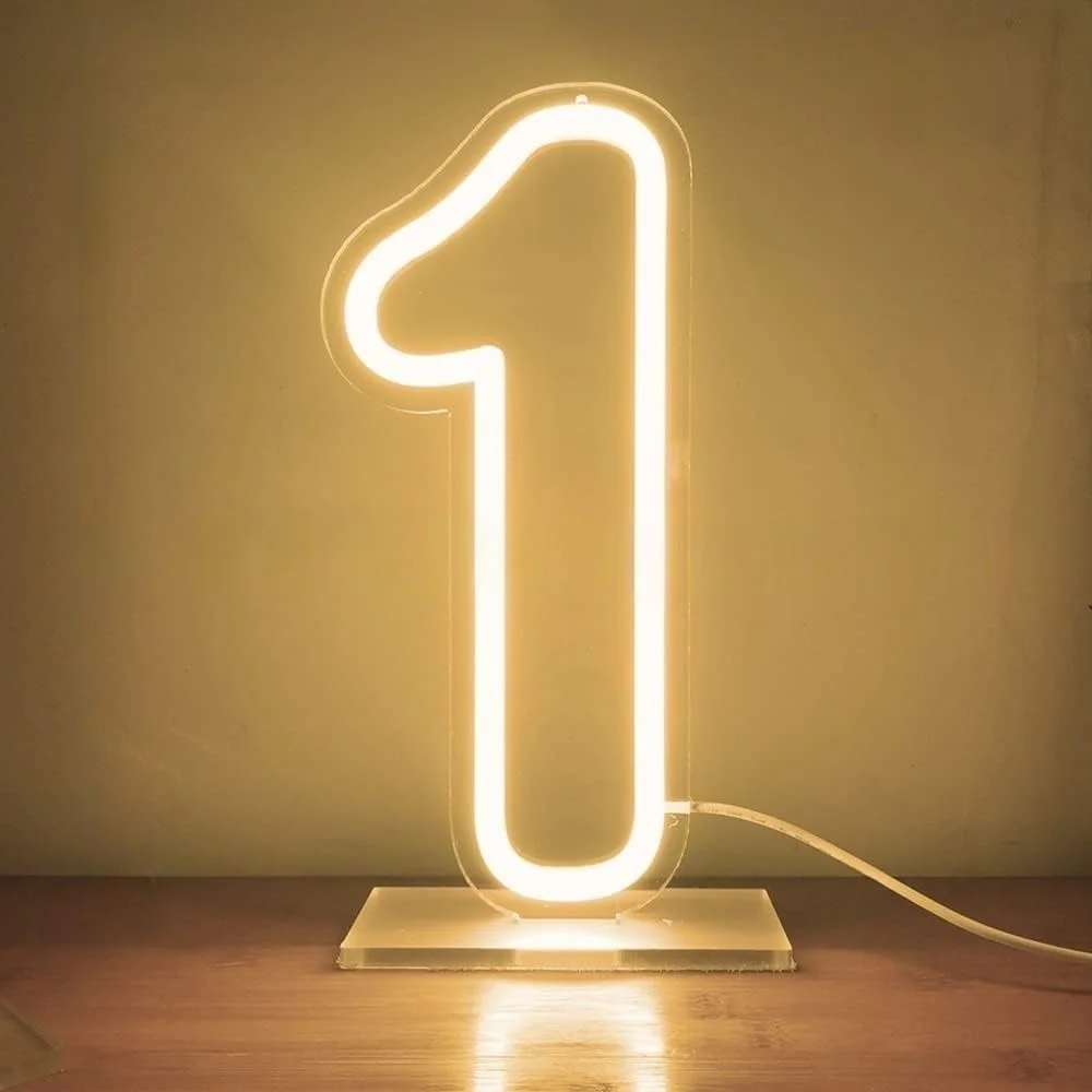 

1-9 цифр неоновая вывеска акриловые огни на день рождения с переключателем годовщина свадьбы вечеринка бизнес салон красоты украшения стены огни