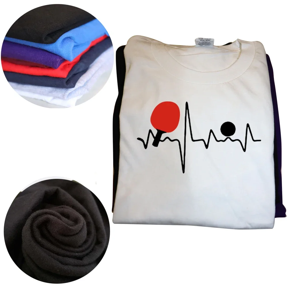 Funny Ping Pong Heartbeat T Shirts Graphic Cotton Streetwear Short Sleeve O-Neck Harajuku Table Tennis T-shirt Mens Clothing